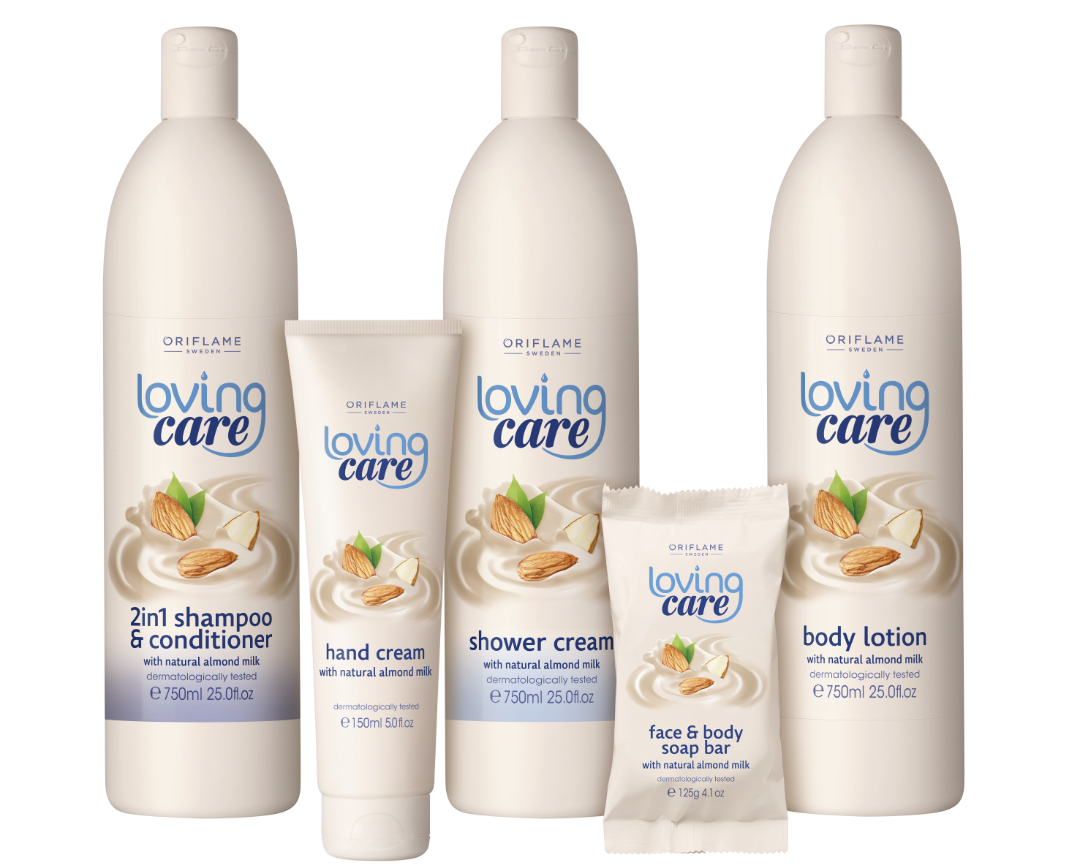 Caress перевод. Орифлейм loving Care. Oriflame loving Care Shower Cream. Орифлейм молочко для тела loving Care. Shower Cream Almond Milk.